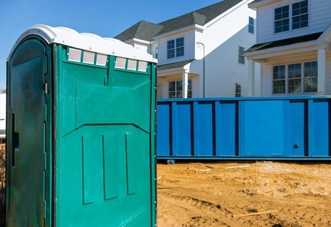hygiene and convenience combine with these porta potties on a construction site